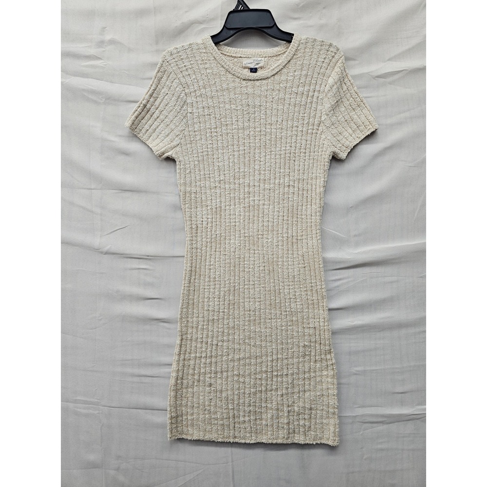 Universal Thread Womens Ribbed Knit Mini Dress Oatmeal Cotton Size Medium